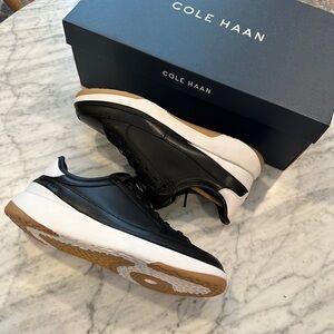 Cole Haan Black White Tan Leather Platform Sneakers
